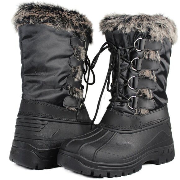 Women's Mid Calf Snow Boots Faux Fur Lined Winter Shoes Gift - Picture 3 of 5